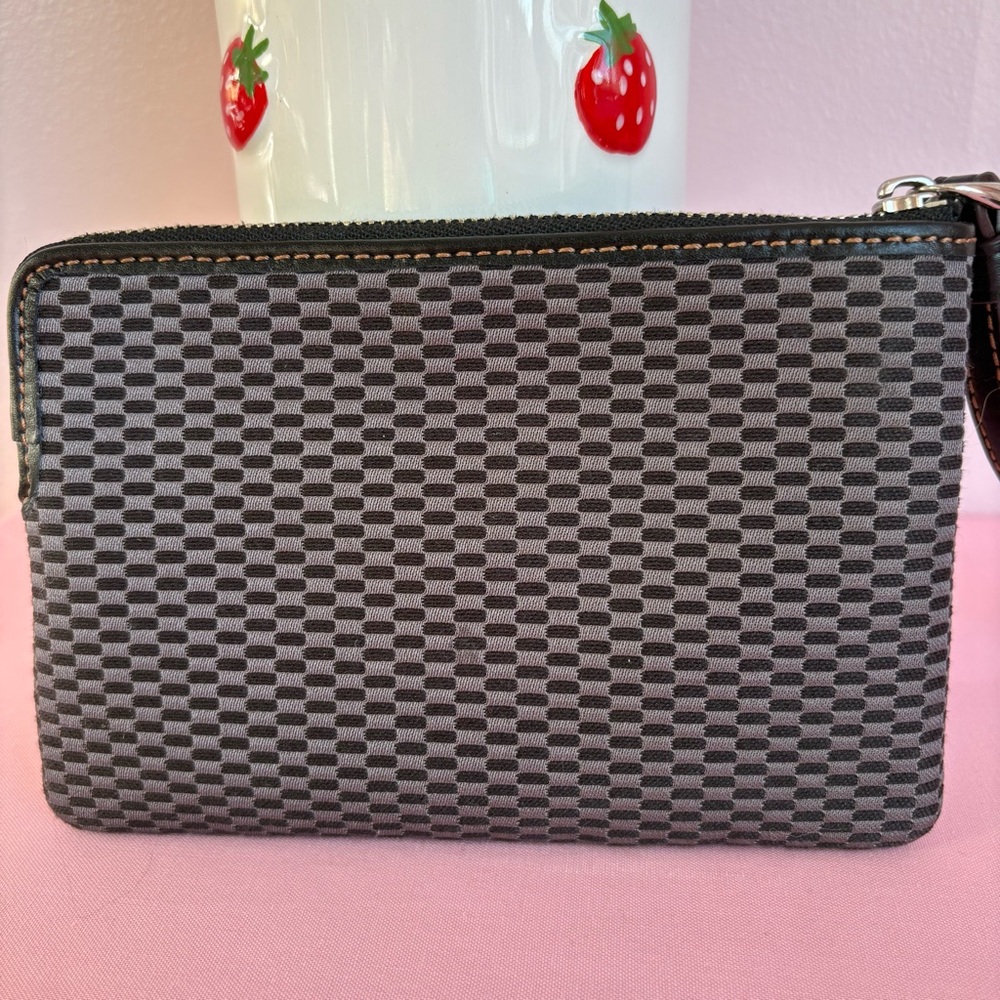 Coach Checkered Black & Gray Wristlet NWOT - Picture 2 of 4